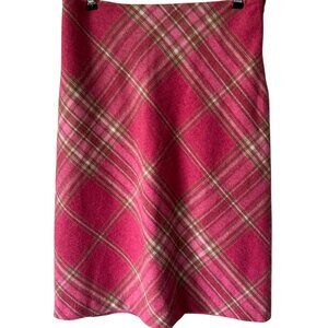 Reaction Kenneth Cole Plaid Skirt Wool Blend Lined Straight Pink Classic Preppy